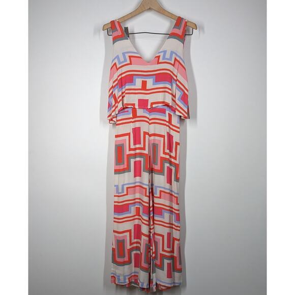 Mister Zimi Clover Jumpsuit Party Print Sleeveless Wide Leg Size 6 Preowned - Picture 4 of 15